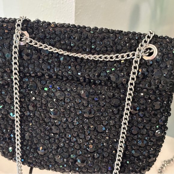 Sparkly black cross body bag Banana Republic GUC - Picture 2 of 6